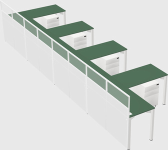 Shared l-shaped cubicle
