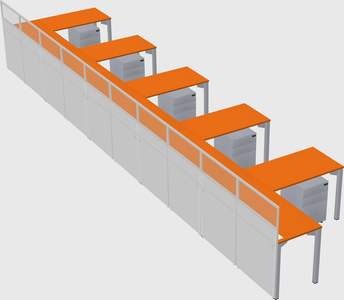 Shared l-shaped cubicle