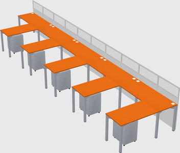 Shared l-shaped cubicle