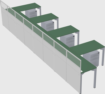Shared l-shaped cubicle