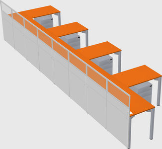 Shared l-shaped cubicle