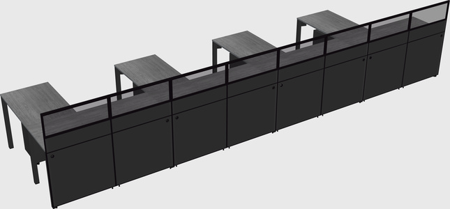 Shared l-shaped cubicle