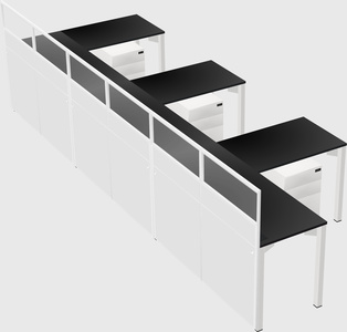 Shared l-shaped cubicle