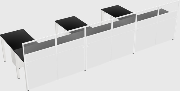 Shared l-shaped cubicle