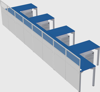 Shared l-shaped cubicle