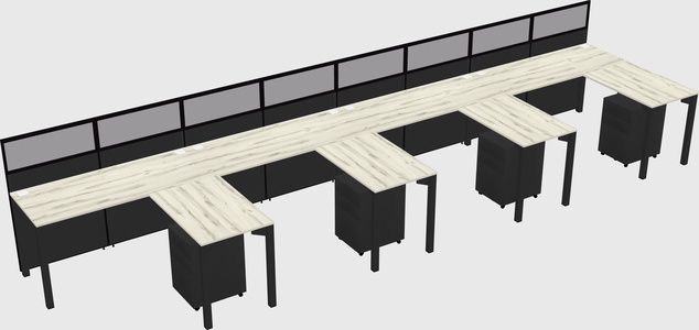 Shared l-shaped cubicle