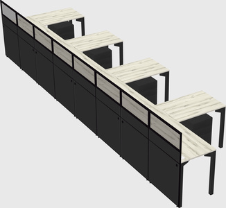 Shared l-shaped cubicle