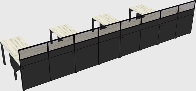 Shared l-shaped cubicle