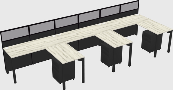 Shared l-shaped cubicle
