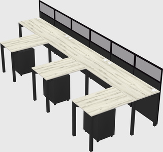 Shared l-shaped cubicle