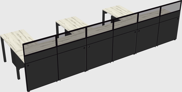 Shared l-shaped cubicle
