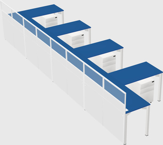 Shared l-shaped cubicle