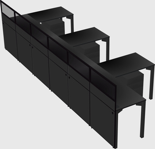 Shared l-shaped cubicle