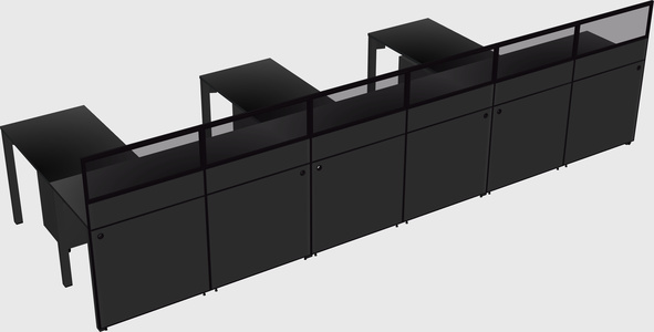 Shared l-shaped cubicle