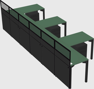 Shared l-shaped cubicle