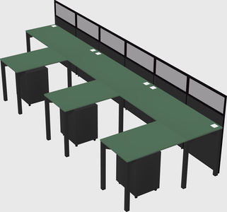 Shared l-shaped cubicle