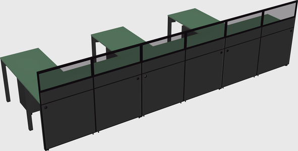 Shared l-shaped cubicle