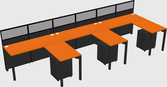 Shared l-shaped cubicle