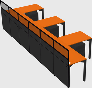 Shared l-shaped cubicle