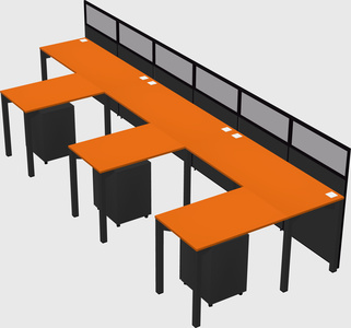 Shared l-shaped cubicle