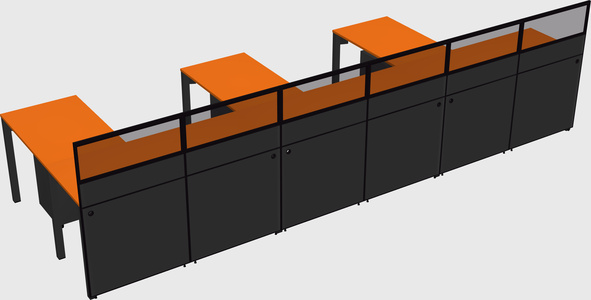 Shared l-shaped cubicle