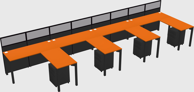 Shared l-shaped cubicle