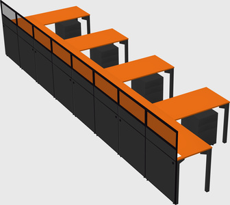Shared l-shaped cubicle
