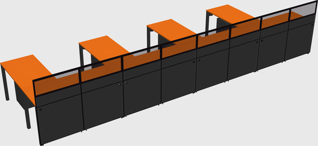 Shared l-shaped cubicle