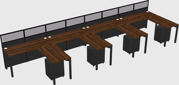 Shared l-shaped cubicle