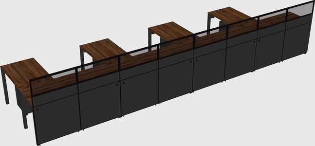 Shared l-shaped cubicle