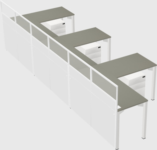 Shared l-shaped cubicle