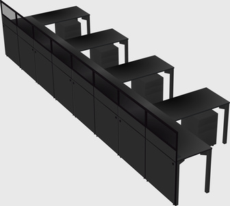 Shared l-shaped cubicle