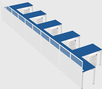Shared l-shaped cubicle