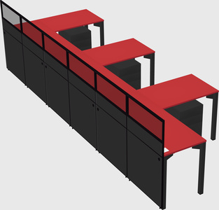 Shared l-shaped cubicle