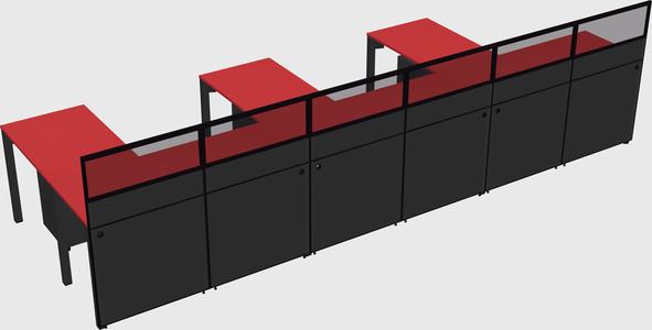 Shared l-shaped cubicle