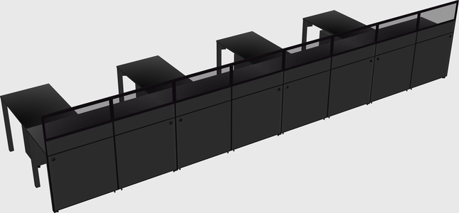 Shared l-shaped cubicle
