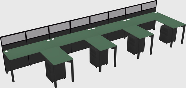 Shared l-shaped cubicle