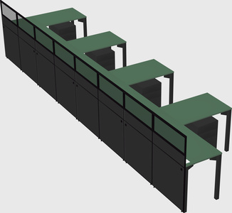 Shared l-shaped cubicle