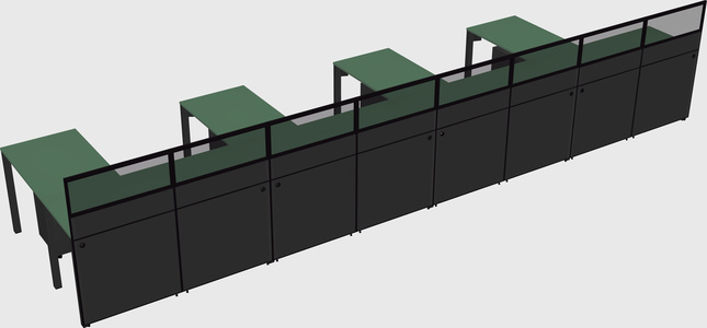 Shared l-shaped cubicle