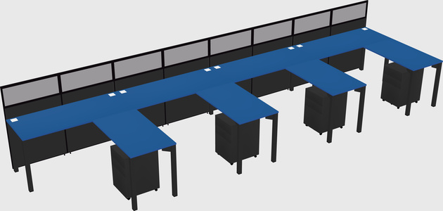 Shared l-shaped cubicle