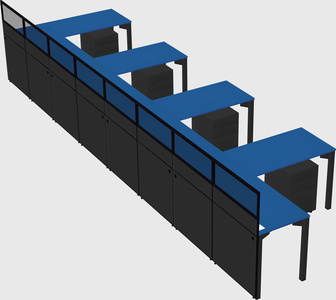 Shared l-shaped cubicle