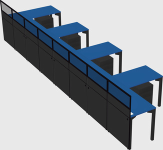 Shared l-shaped cubicle