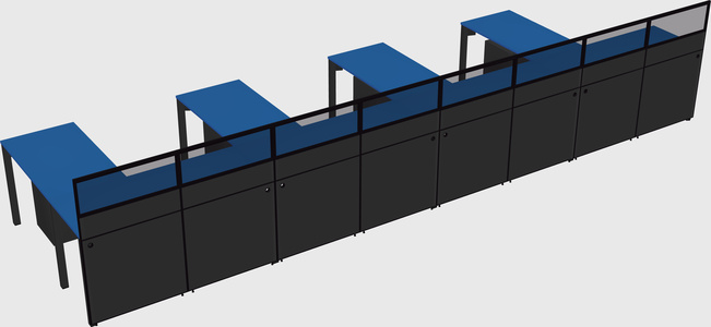 Shared l-shaped cubicle