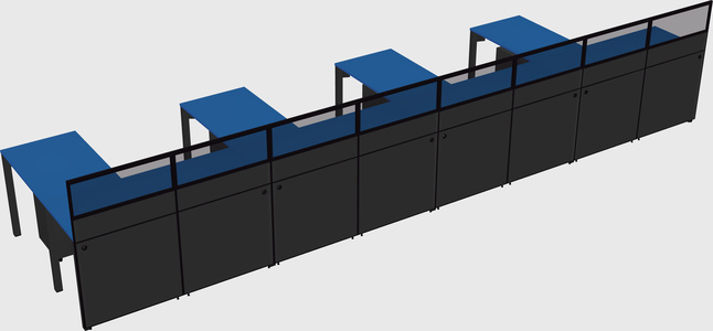 Shared l-shaped cubicle