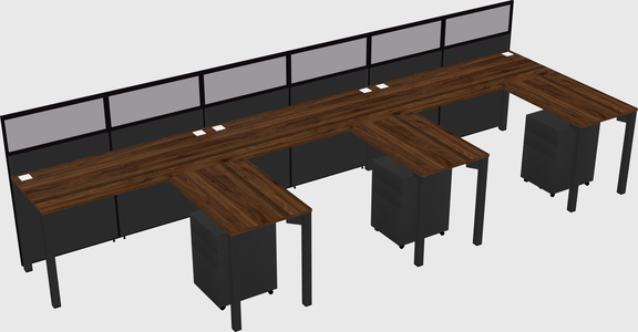 Shared l-shaped cubicle