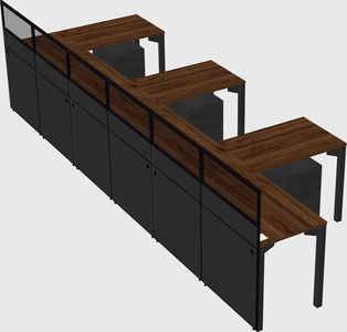 Shared l-shaped cubicle
