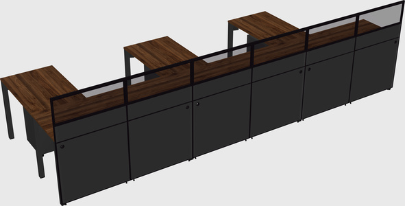 Shared l-shaped cubicle