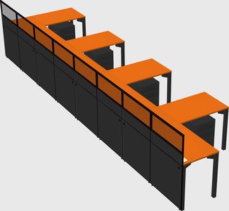 Shared l-shaped cubicle