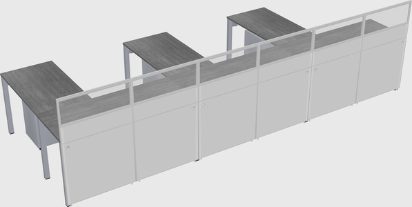 Shared l-shaped cubicle