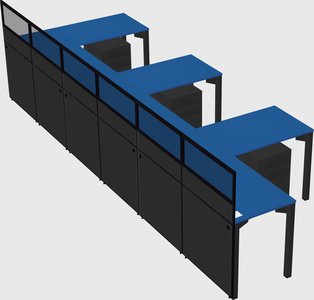 Shared l-shaped cubicle